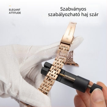 Vékony rozsdamentes acélból készült fém óraszíj Apple Watch-hoz, 14 mm szélesség, hét összekapcsolt darab