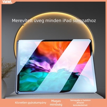 YMWL Frontális edzett üveg iPadhez — egyenes él, HD élesség, anti-ujjlenyomat, ütésálló, teljes képernyővédelmet