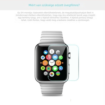 Apple Watch edzett üveg képernyővédő, anti-drop védelemmel, licencelt magáncímke