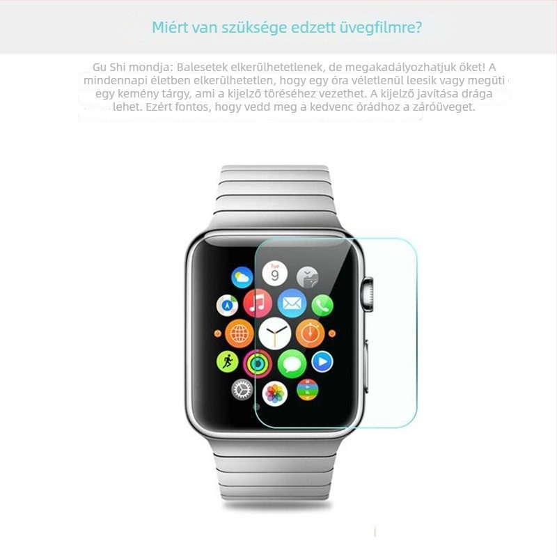 Apple Watch edzett üveg képernyővédő, anti-drop védelemmel, licencelt magáncímke
