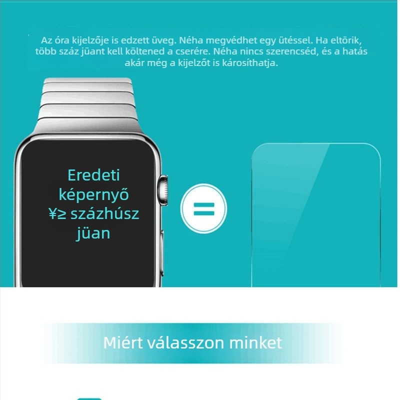 Apple Watch edzett üveg képernyővédő, anti-drop védelemmel, licencelt magáncímke