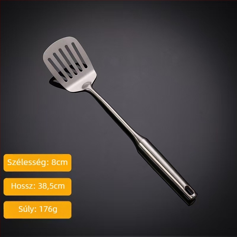 Rozsdamentes acél kanál- és spatulakészlet, 6 darab, csúszásmentes fogantyú, magas hőmérsékletnek ellenálló