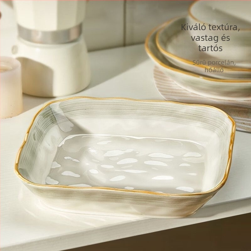 Porcelán tál aláglazúrral, minimalistikus-luxus stílus, mikrohullámú sütőben használható