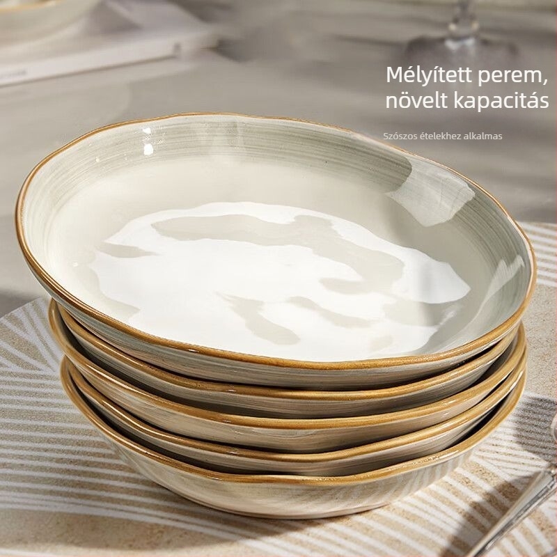 Porcelán tál aláglazúrral, minimalistikus-luxus stílus, mikrohullámú sütőben használható