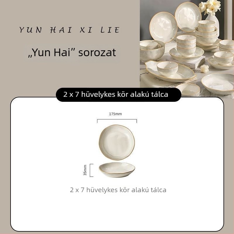 Porcelán tál aláglazúrral, minimalistikus-luxus stílus, mikrohullámú sütőben használható