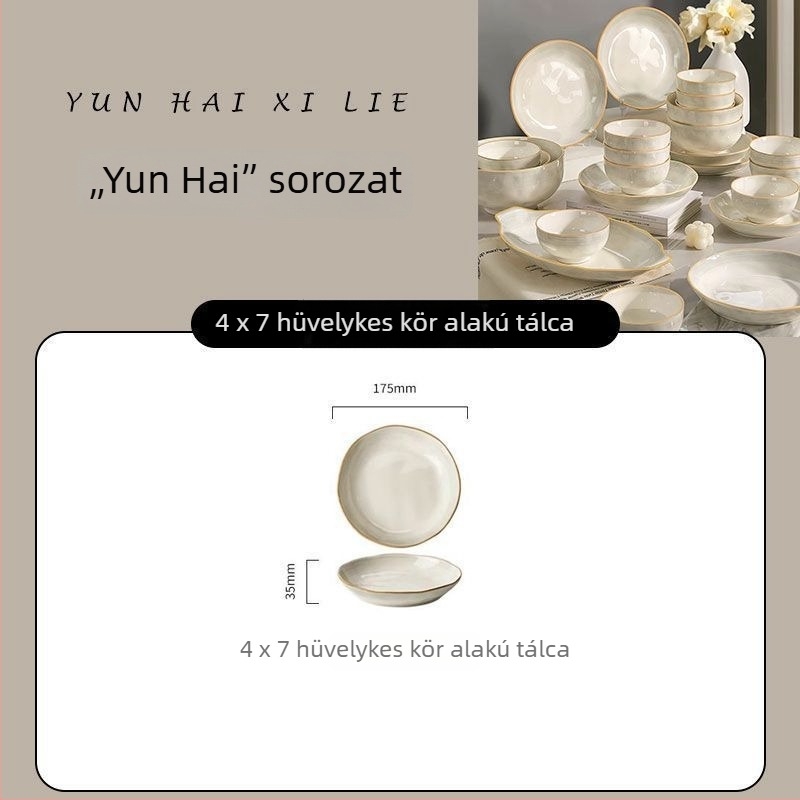 Porcelán tál aláglazúrral, minimalistikus-luxus stílus, mikrohullámú sütőben használható