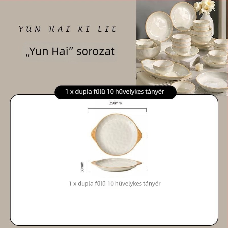 Porcelán tál aláglazúrral, minimalistikus-luxus stílus, mikrohullámú sütőben használható