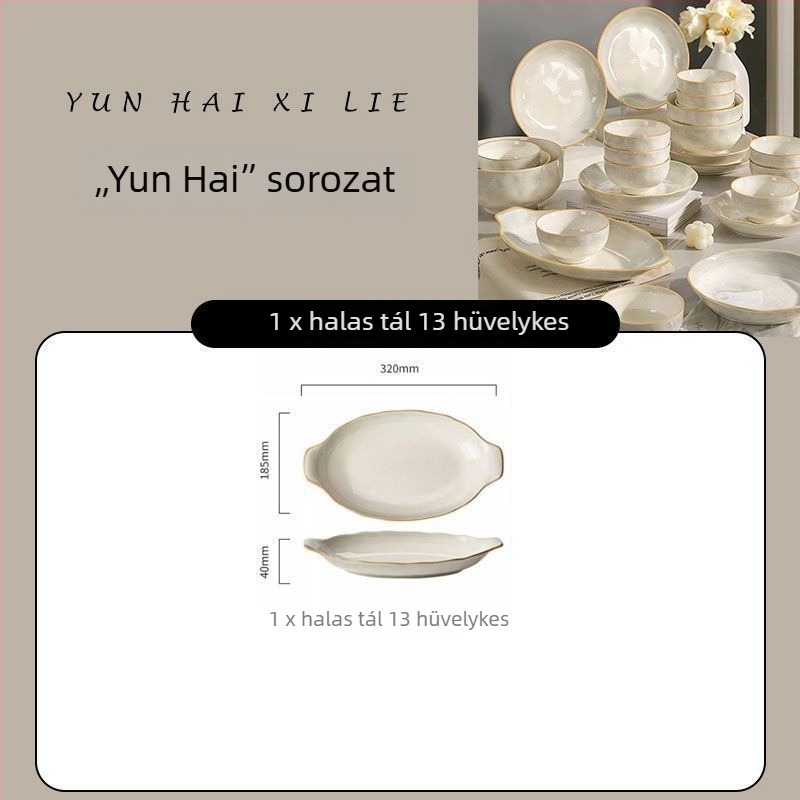 Porcelán tál aláglazúrral, minimalistikus-luxus stílus, mikrohullámú sütőben használható