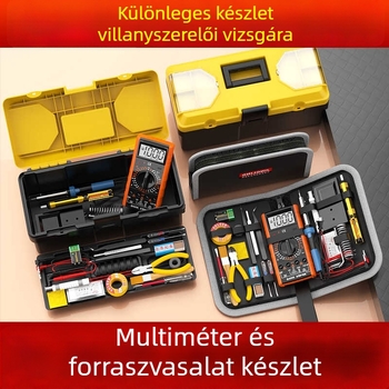 Jingling márkájú multiméter és forrasztó készlet — 21 részes, tokos, elektronika gyakorlásához