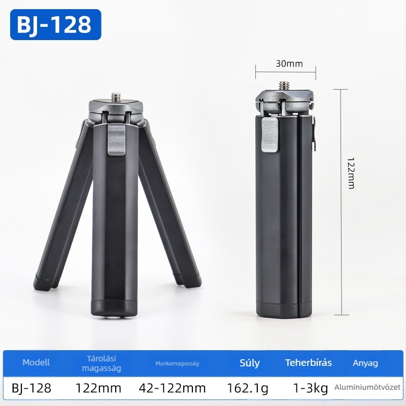 Asztali Tripod Bázis - Alumínium ötvözet, teherbírás 2–5 kg, PTZ típus gömbpan-tilt, egyetlen csuklós