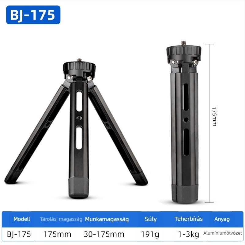 Asztali Tripod Bázis - Alumínium ötvözet, teherbírás 2–5 kg, PTZ típus gömbpan-tilt, egyetlen csuklós