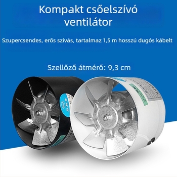 Fürdőszobai csendes kivezető ventilátor, modell SF1.0-2r, 220V, 50Hz, fém ház, csőnyomás típus