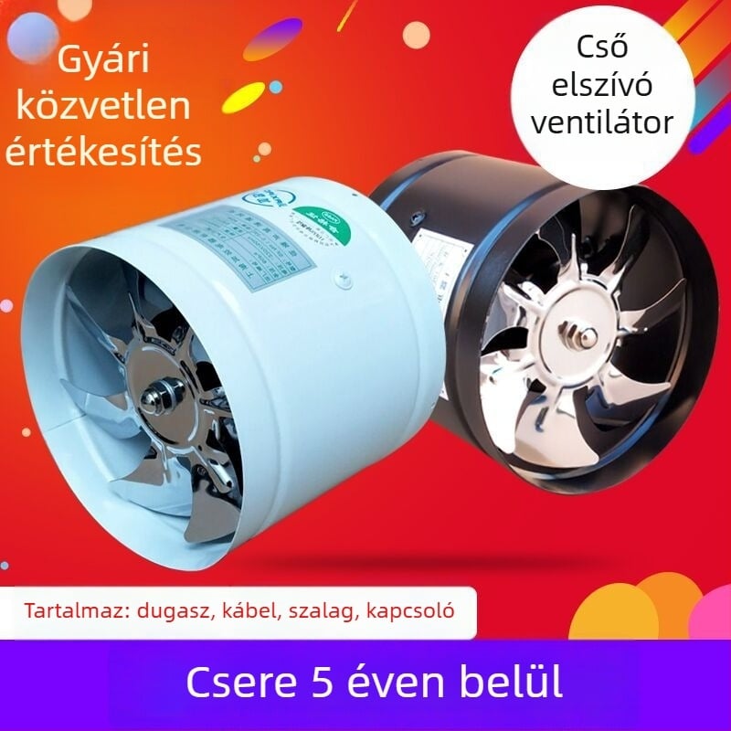 Fürdőszobai csendes kivezető ventilátor, modell SF1.0-2r, 220V, 50Hz, fém ház, csőnyomás típus