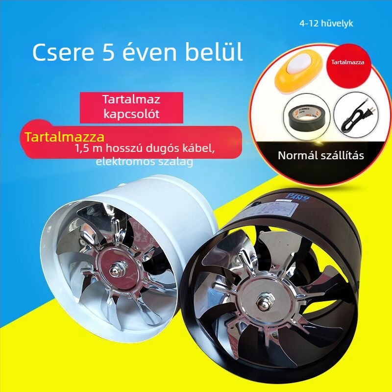 Fürdőszobai csendes kivezető ventilátor, modell SF1.0-2r, 220V, 50Hz, fém ház, csőnyomás típus