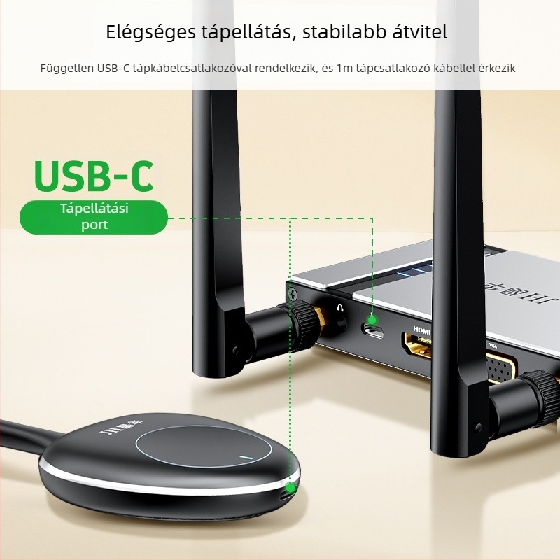 Vállalati szintű vezeték nélküli képernyő-átvetítő, 4K HDMI/VGA, AM8270 processzor, 1GB RAM, 5G duál-sáv Wi‑Fi, OEM-ready