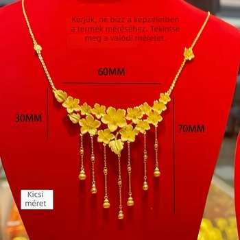 Nyaklánc — réz, elektroplattálás, virág alakú medál, kulcscsont-lánc, hossz 41–50 cm