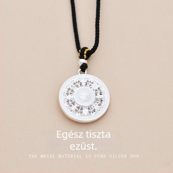 Nyolc kincses iránytű nyaklánc - S999 tiszta ezüst, vintage művészi, elektroplakálás
