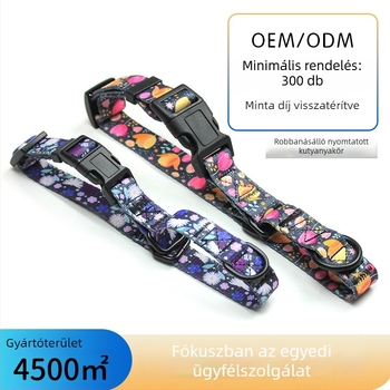 Virágos mintájú kisállatnyakörv hőtranszfer nyomtatással, állítható műanyag csattal, poliészter, macska és kutya számára, univerzális