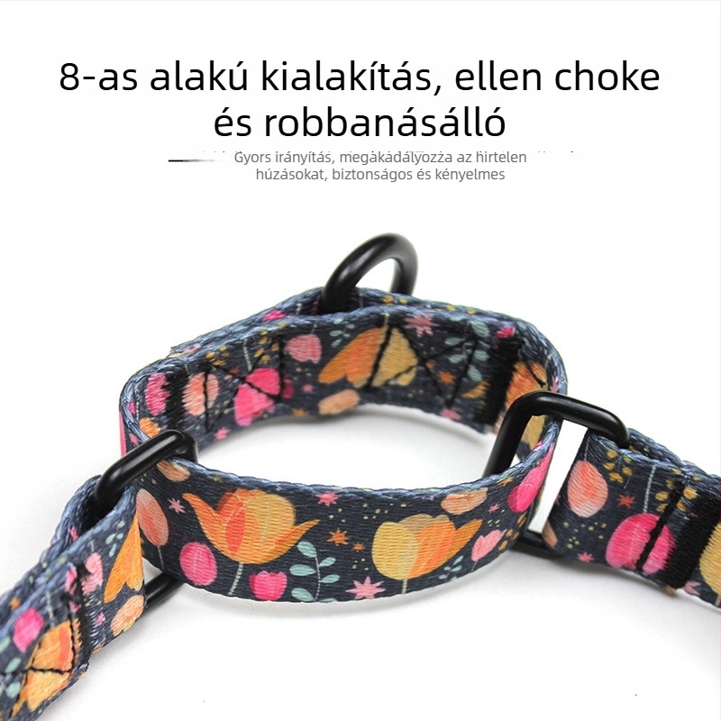 Virágos mintájú kisállatnyakörv hőtranszfer nyomtatással, állítható műanyag csattal, poliészter, macska és kutya számára, univerzális