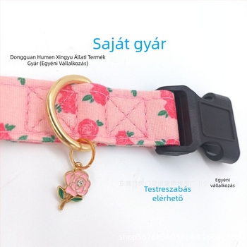 Kutyanyakörv pamut-poliészter anyagból, virágos mintával, Márka Star Language, állítható, lazább stílus