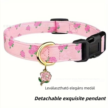 Kutyanyakörv pamut-poliészter anyagból, virágos mintával, Márka Star Language, állítható, lazább stílus