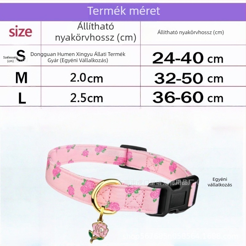 Kutyanyakörv pamut-poliészter anyagból, virágos mintával, Márka Star Language, állítható, lazább stílus