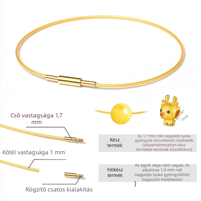 Női vékony acéldrót karkötő, 1 mm, arany‑vörös szín, kis lyukú gyöngyök, szőtt bőr kötelék, rombusz mintázat, koreai stílus