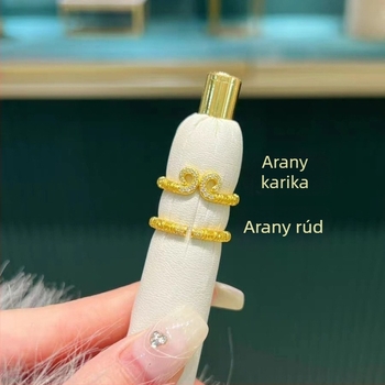 Páros gyűrű emblémával díszített nyitott gyűrű, aranyozott réz, homokarany bevonat, motívum Wukong