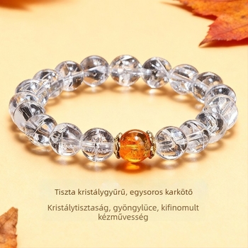 Kristály karkötő kerek gyöngyökkel, uniszex stílus, ingázó stílus, természetes feldolgozás