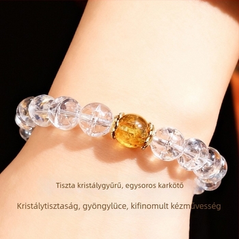 Kristály karkötő kerek gyöngyökkel, uniszex stílus, ingázó stílus, természetes feldolgozás