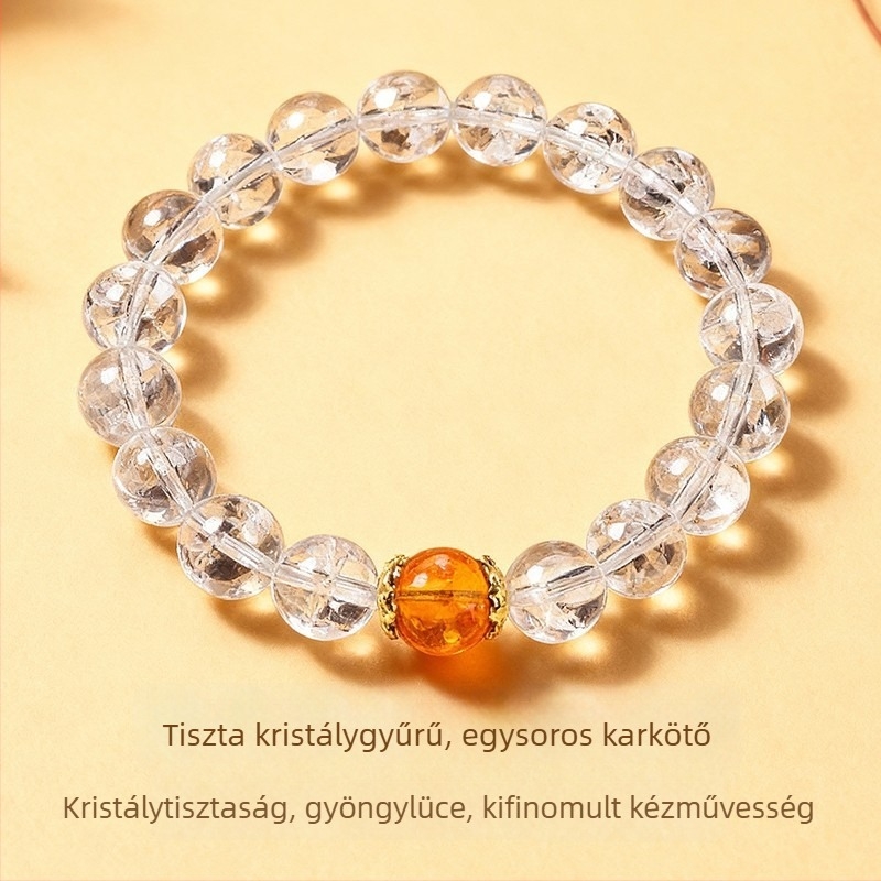 Kristály karkötő kerek gyöngyökkel, uniszex stílus, ingázó stílus, természetes feldolgozás