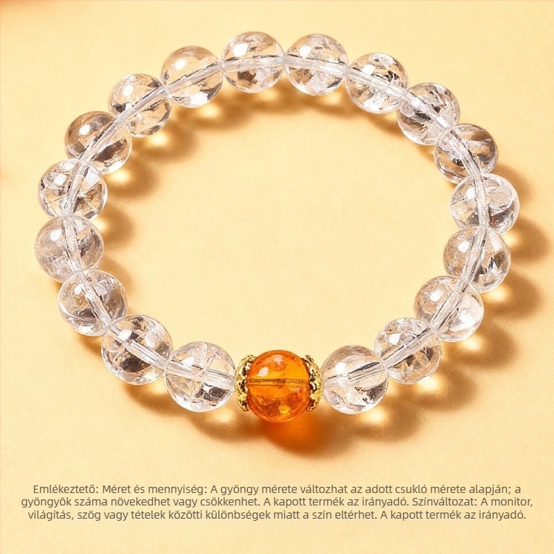 Kristály karkötő kerek gyöngyökkel, uniszex stílus, ingázó stílus, természetes feldolgozás