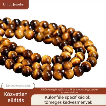 Természetes sárga tigriszem gyöngyök, 7A, DIY karkötőhöz és nyaklánchoz – ékszer alkatrészek