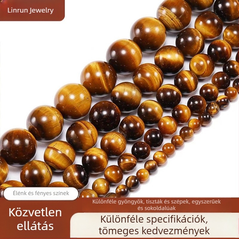 Természetes sárga tigriszem gyöngyök, 7A, DIY karkötőhöz és nyaklánchoz – ékszer alkatrészek