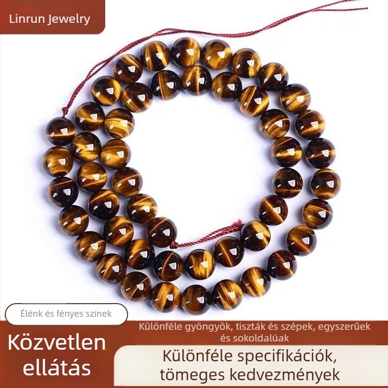 Természetes sárga tigriszem gyöngyök, 7A, DIY karkötőhöz és nyaklánchoz – ékszer alkatrészek