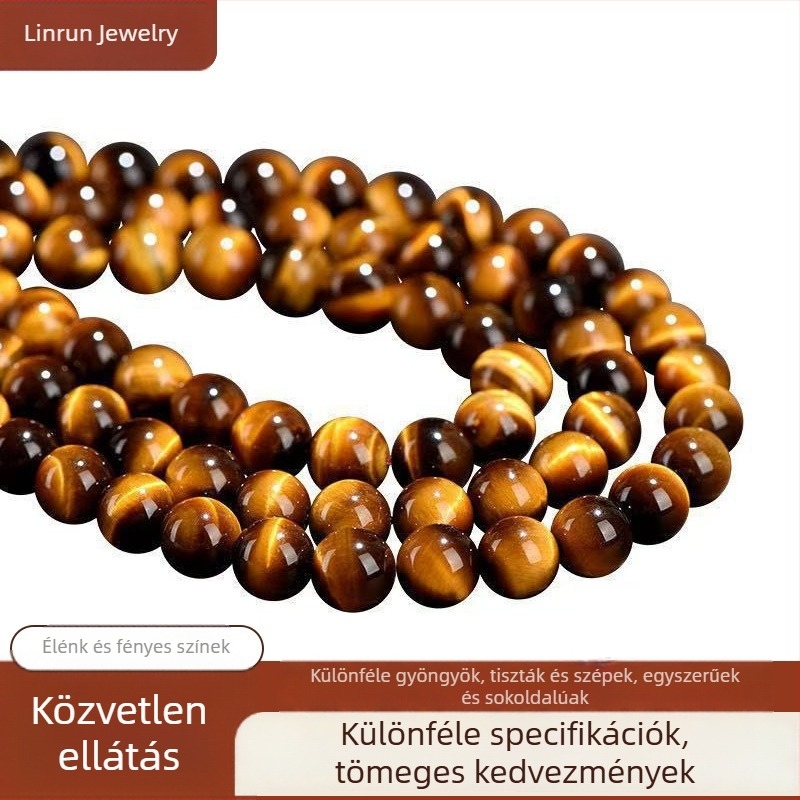 Természetes sárga tigriszem gyöngyök, 7A, DIY karkötőhöz és nyaklánchoz – ékszer alkatrészek