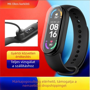 M6 okos karkötő szívritmus-monitorozással, vérnyomásmérés, lépésszámláló, alvásfigyelés, Bluetooth