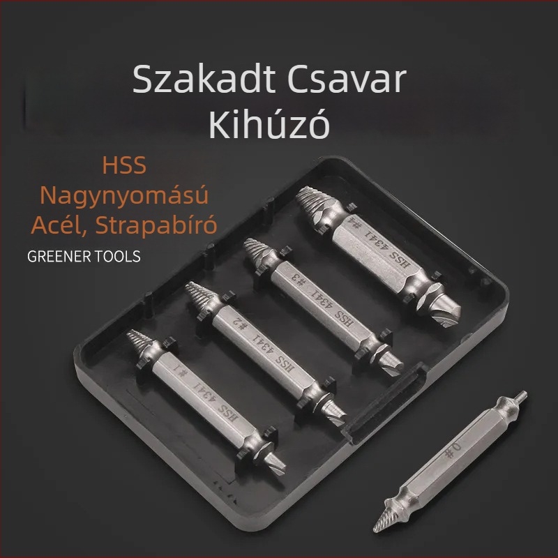 Kétvégű csavarmentő, törött csavarok kinyerésére, S2 gyorsacél, szétszerelési eszköz, háztartási használatra