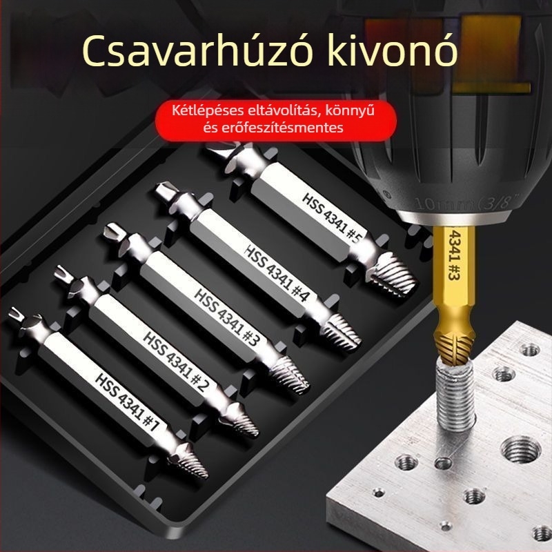 Csavar-eltávolító és menetmetsző eszköz törött csavarok és sérült menetek eltávolítására – otthoni használatra