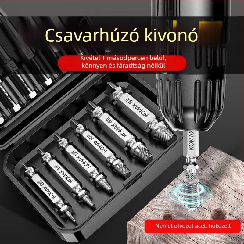 Csavar-eltávolító és menetmetsző eszköz törött csavarok és sérült menetek eltávolítására – otthoni használatra