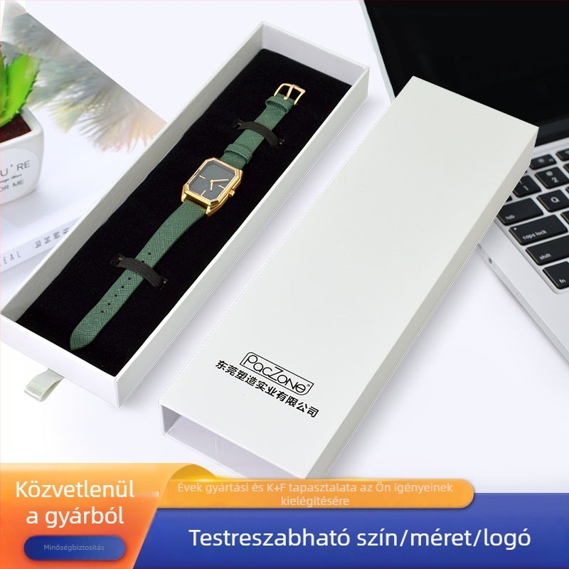 Ékszer- és óra doboz fedéllel, hosszú óra doboz rögzített rekesszel, ékszer ajándékcsomagoló doboz nagykereskedelem