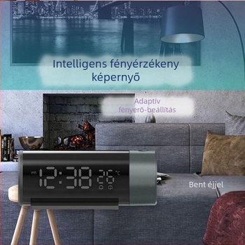 LED vetítőóra USB töltéssel, kettős ébresztés, idő és hőmérséklet kijelző