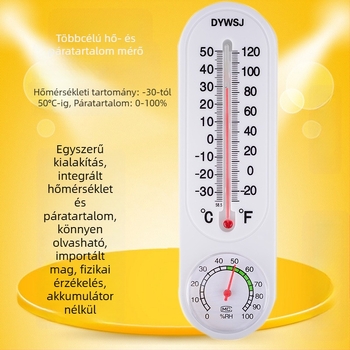 Mutatós higrométer hőmérséklet és páratartalom mérésére -30–50°C, 0–100% RH, DYWSJ001 modell, pontosság ±1°C és ±1% RH