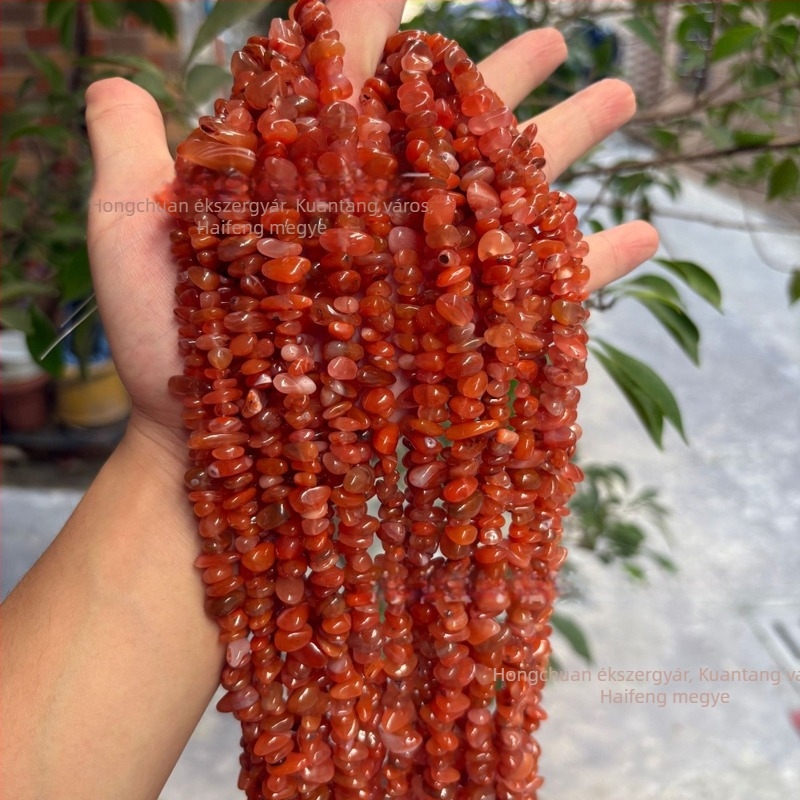DIY ékszerkiegészítő déli vörös achátból, vágott kivitelben, sokoldalú stílus