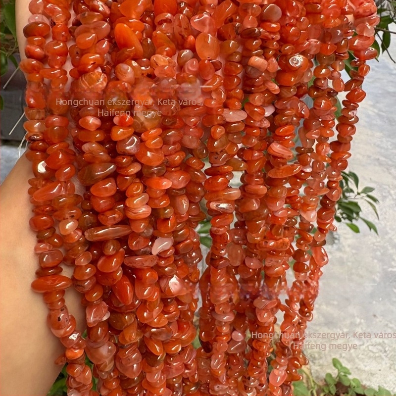 DIY ékszerkiegészítő déli vörös achátból, vágott kivitelben, sokoldalú stílus