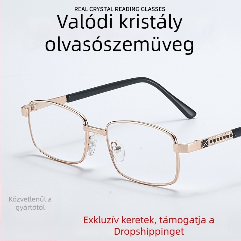 Olvasószemüveg kristálylencsével és természetes kővel, kopásálló, uniszex, divatos, fáradtság elleni védelem