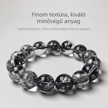 7A természetes kristályos karkötő fekete és átlátszó kristályokkal, uniszex geometriai dizájn