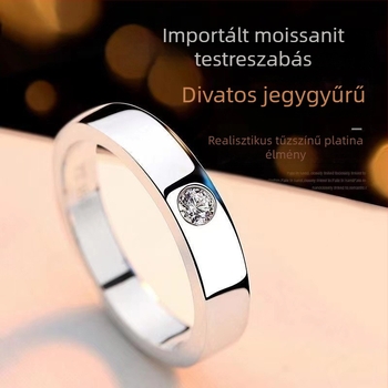 Férfi Moissanite ezüstözött gyűrű – esküvői és páros gyűrű, minimalist stílus, S925