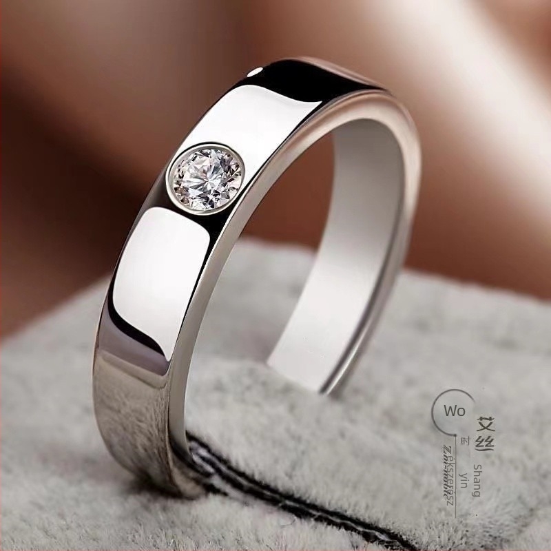 Férfi Moissanite ezüstözött gyűrű – esküvői és páros gyűrű, minimalist stílus, S925