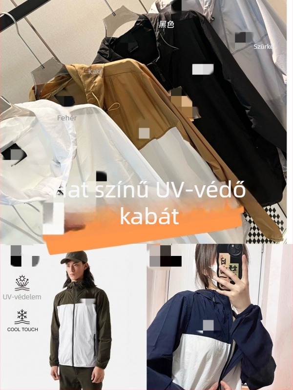 Uniszex poliészter kültéri széldzseki UV védelemmel, lélegző és gyorsan száradó, kapucnival és levehető kapucni, nyár–tavasz–őszi kalandokra